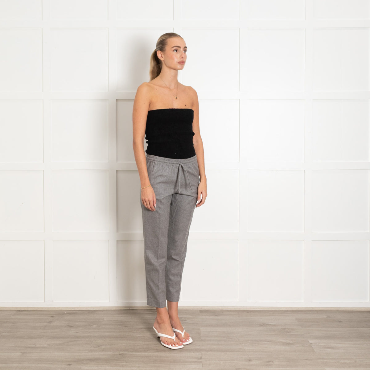 Joseph Grey Wool Elasticated Waist Trousers - Image 7