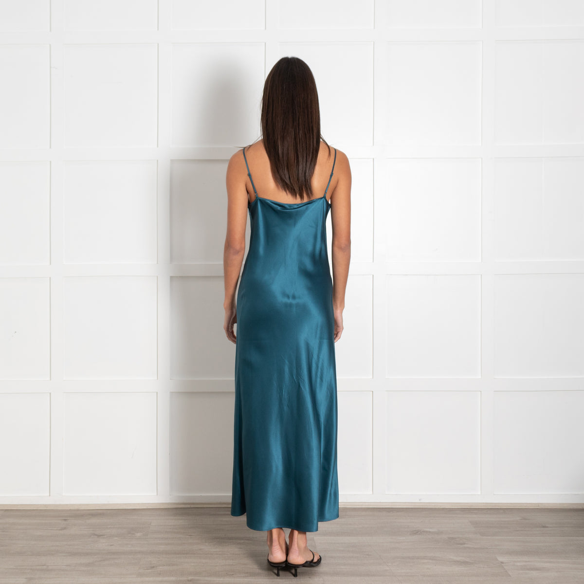 Joseph Teal Silk Satin Slip Maxi Dress - Image 5