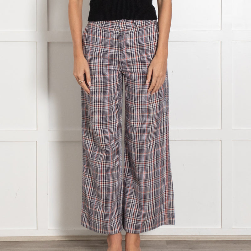 Joseph White Blue Check Wide Leg Trousers - Image 2