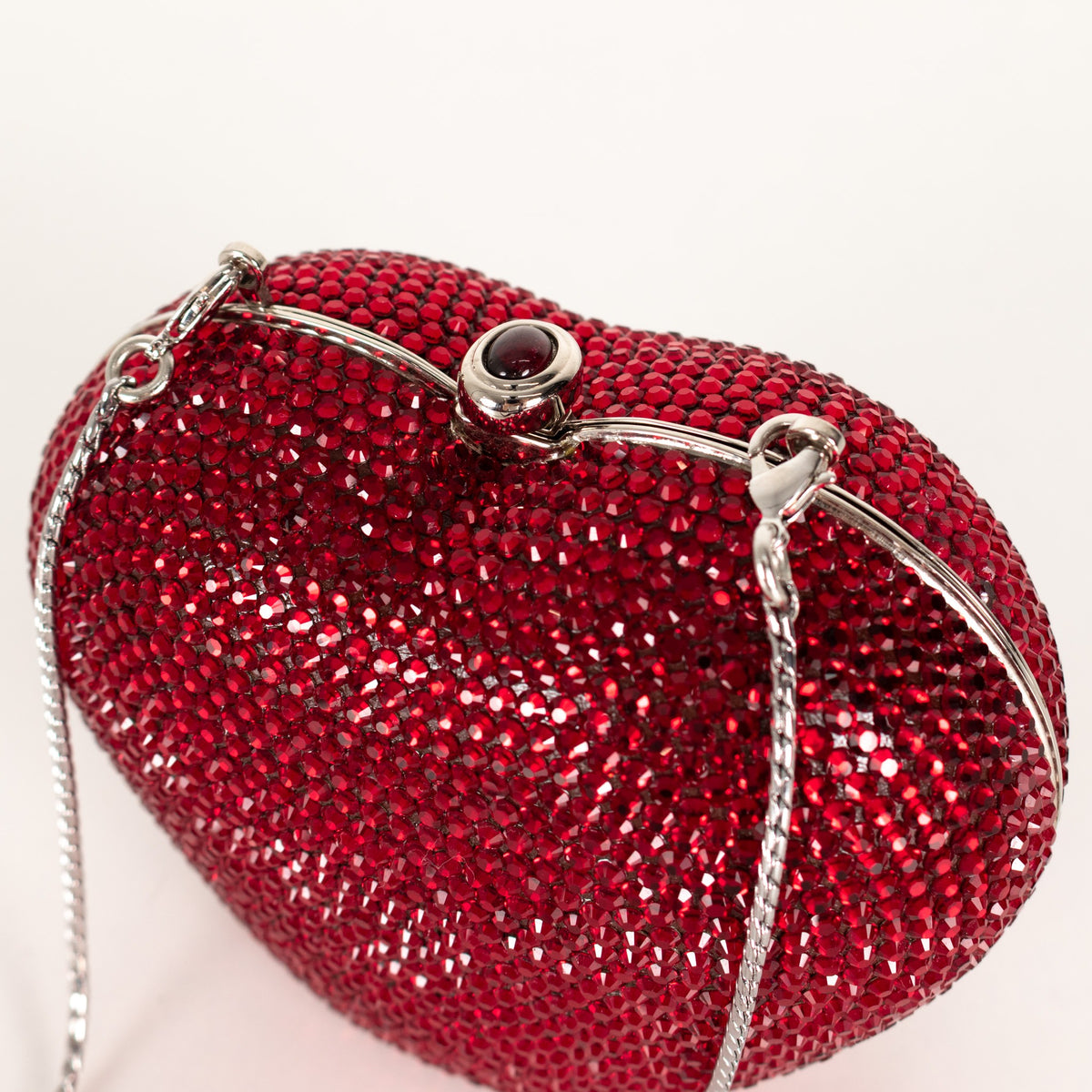Judith Leiber Swarovski Crystal Ruby Red L'amour Petit Coeur Clutch - Image 8
