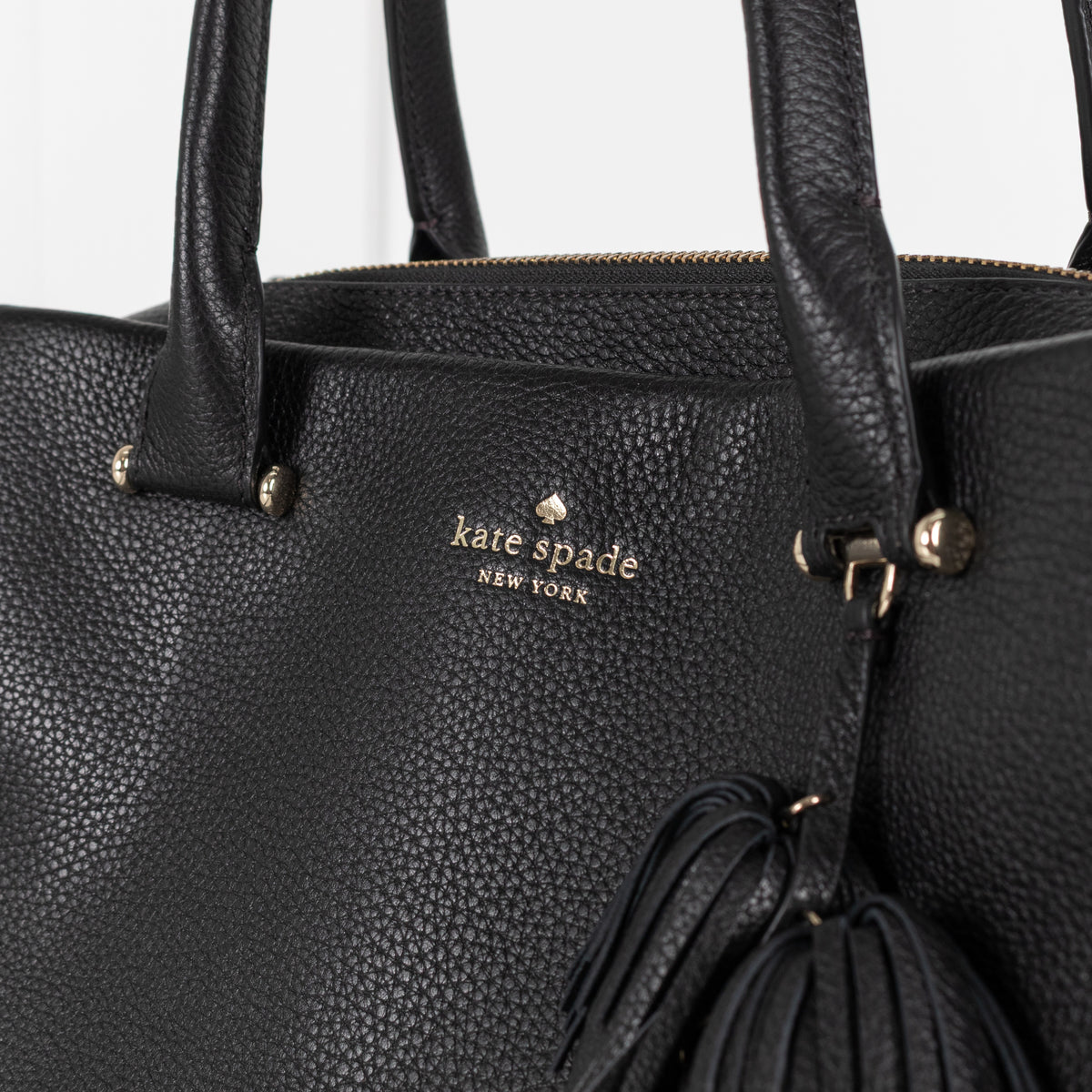 Kate Spade Palmer Drive Pebble Leather Tassle Black Tote - Image 7