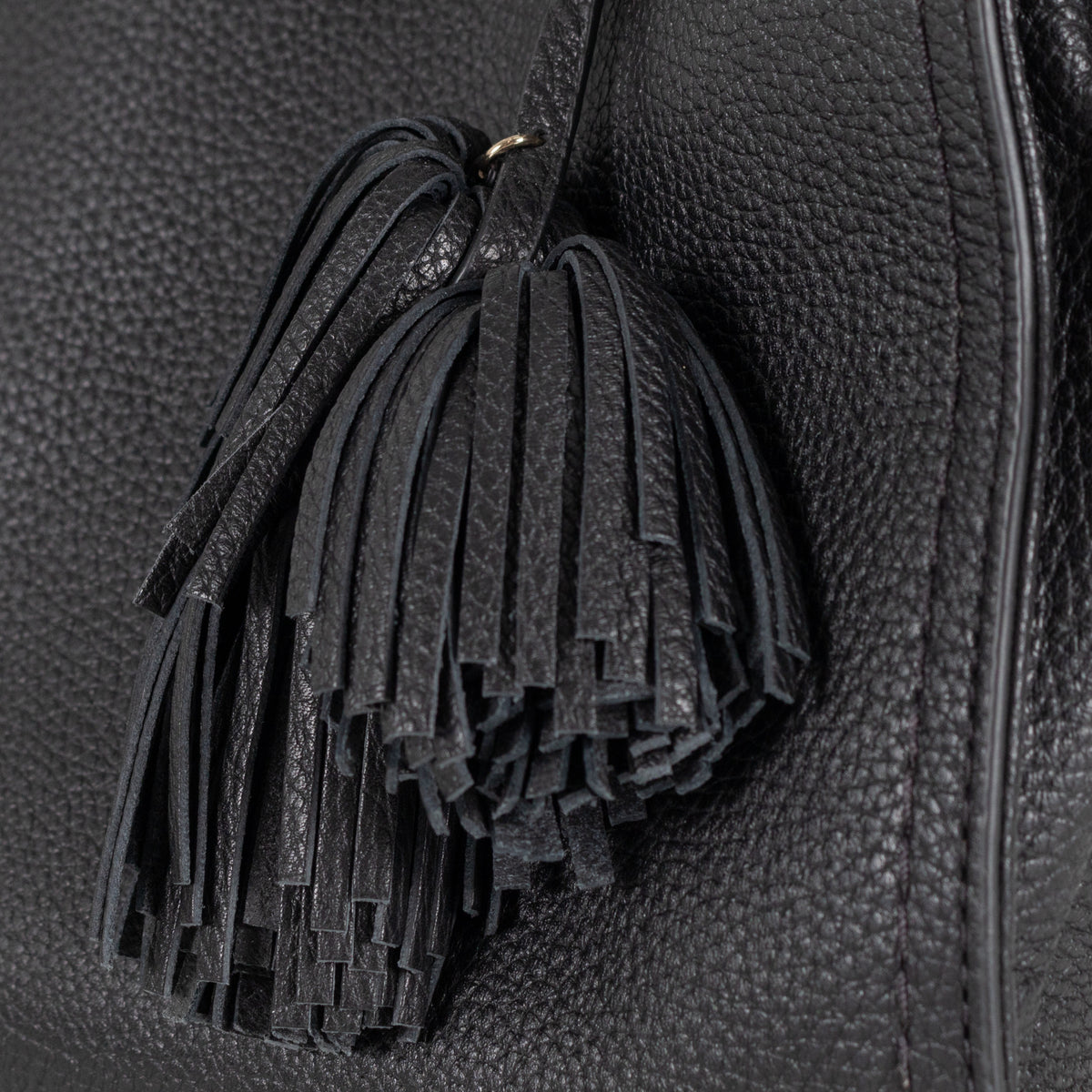 Kate Spade Palmer Drive Pebble Leather Tassle Black Tote - Image 8