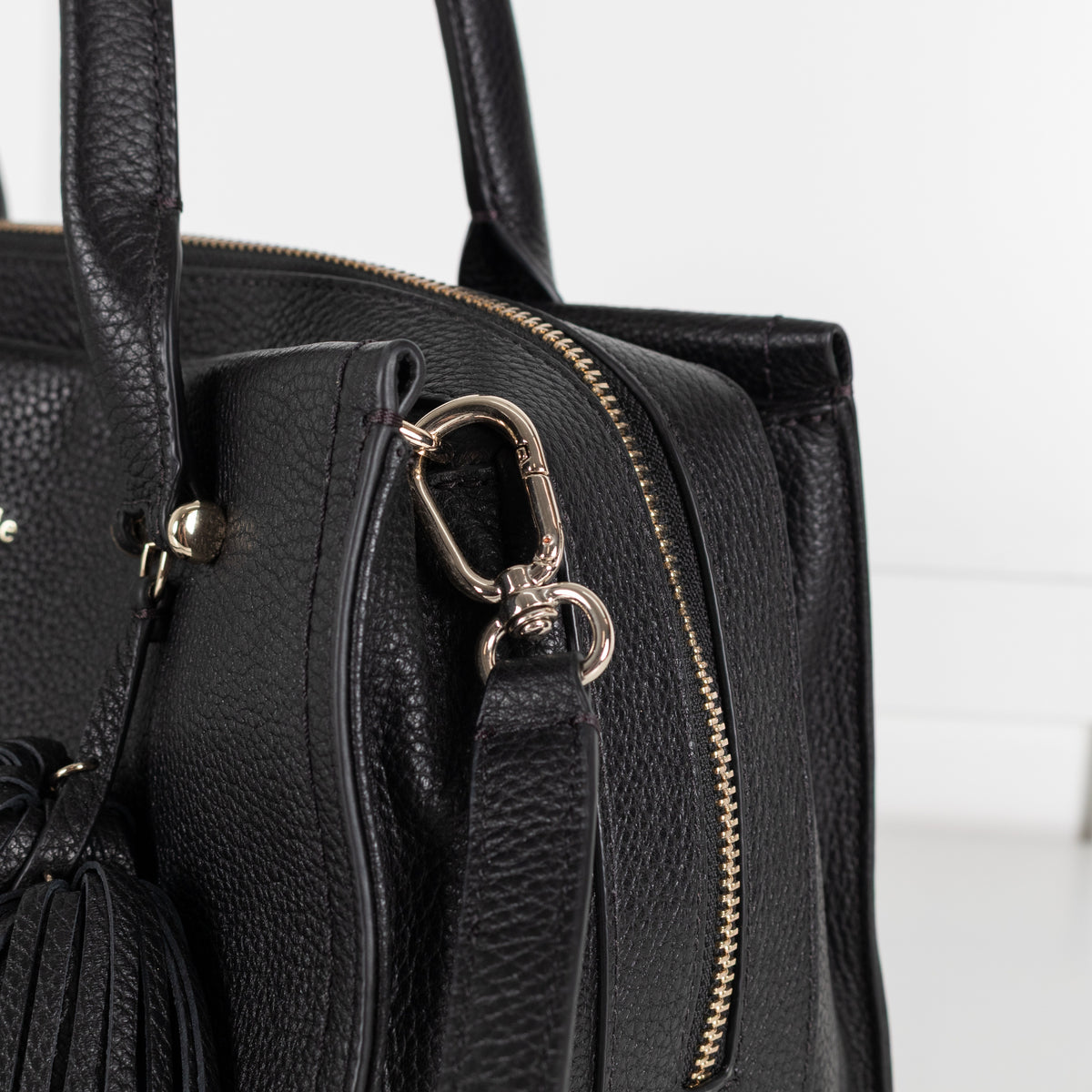 Kate Spade Palmer Drive Pebble Leather Tassle Black Tote - Image 9