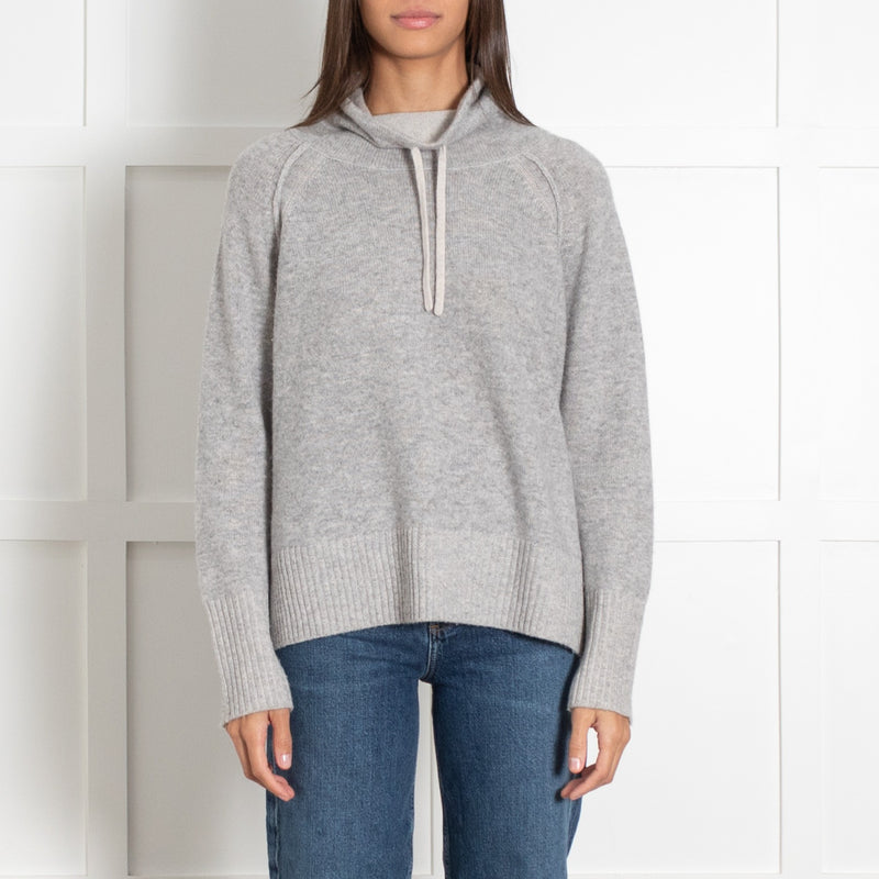 Kinross Grey Cashmere Funnel Tie Sweater - Image 2
