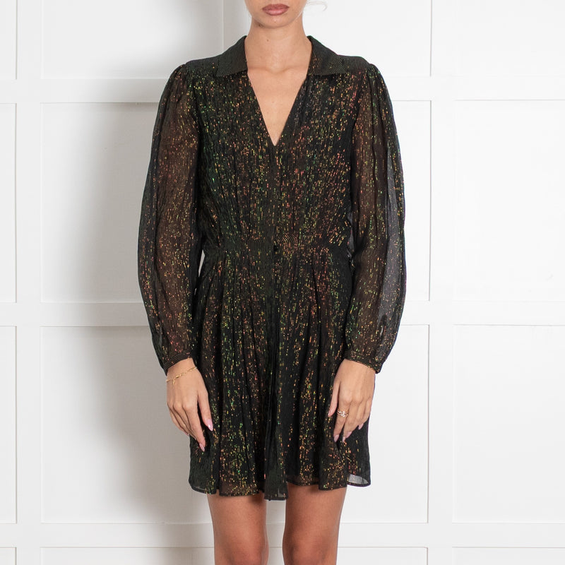 The Kooples Black Lurex Collared Mini Dress - Image 1