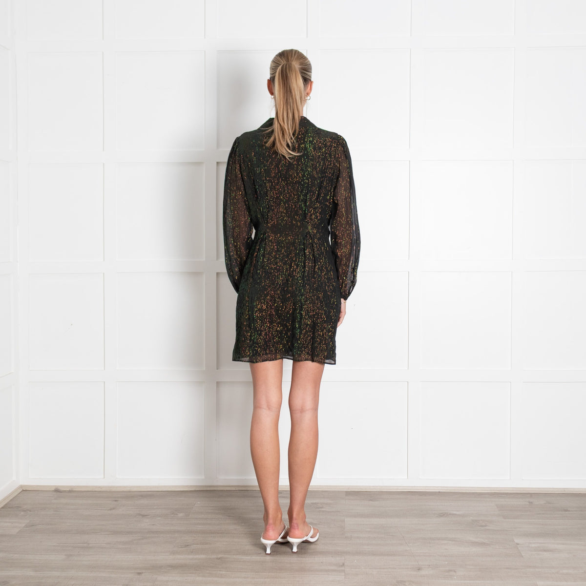 The Kooples Black Lurex Collared Mini Dress - Image 5