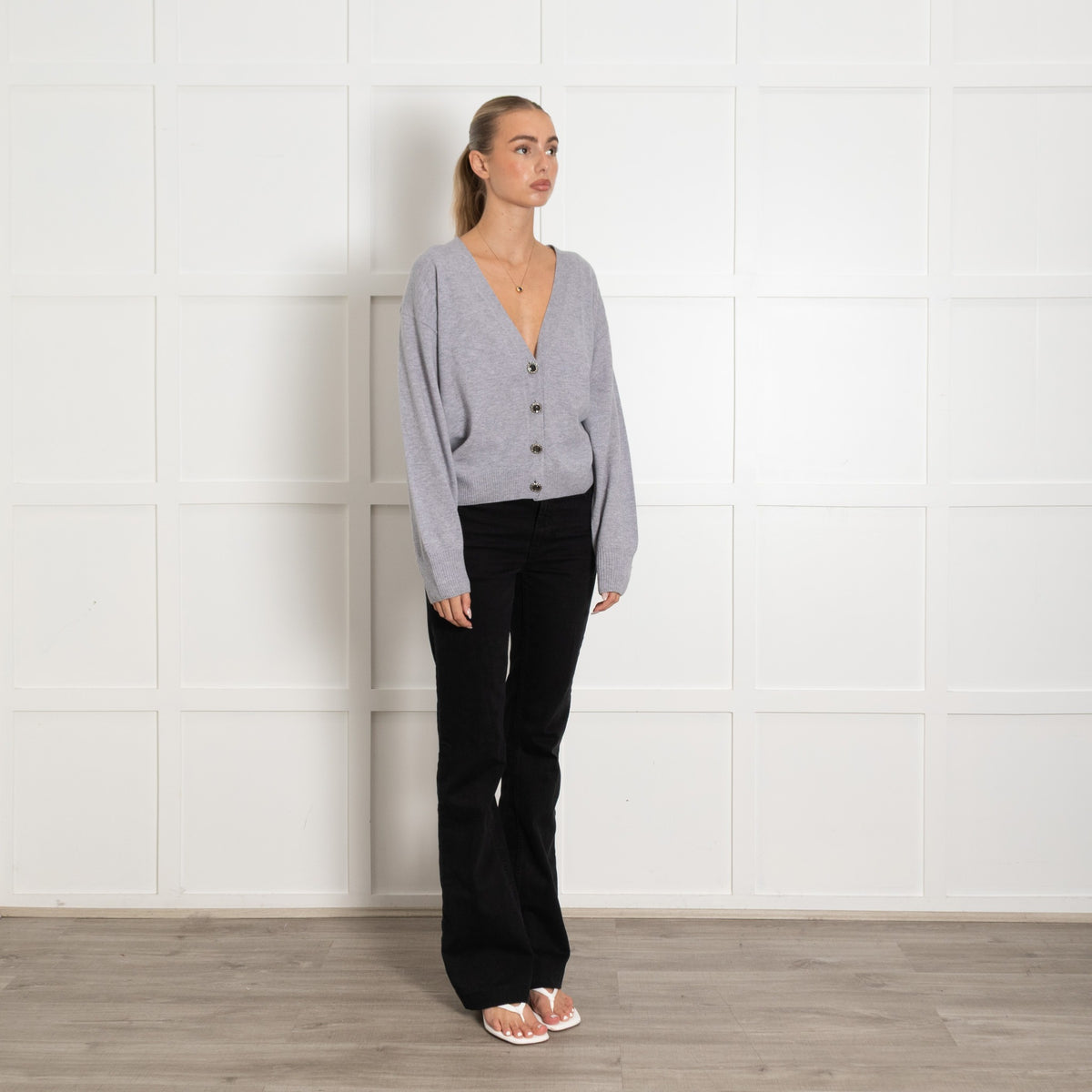 The Kooples Grey Cardigan With Crystal Buttons - Image 7