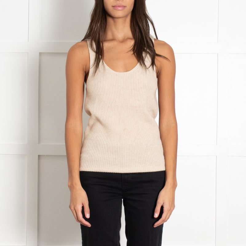 Kujten Beige Cashmere Sleeveless Top - Image 1