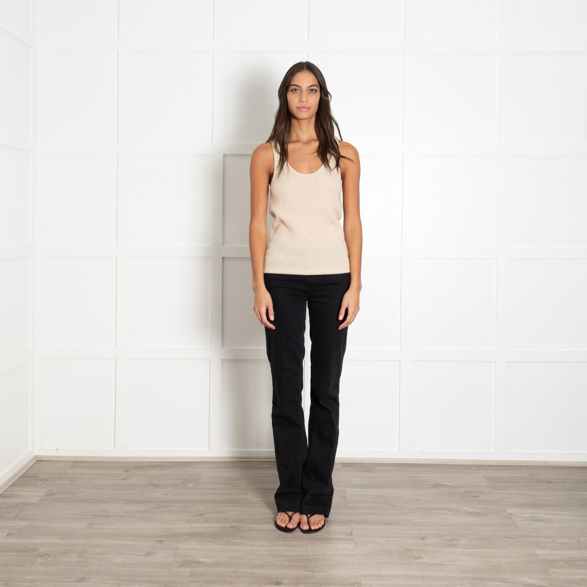 Kujten Beige Cashmere Sleeveless Top - Image 2