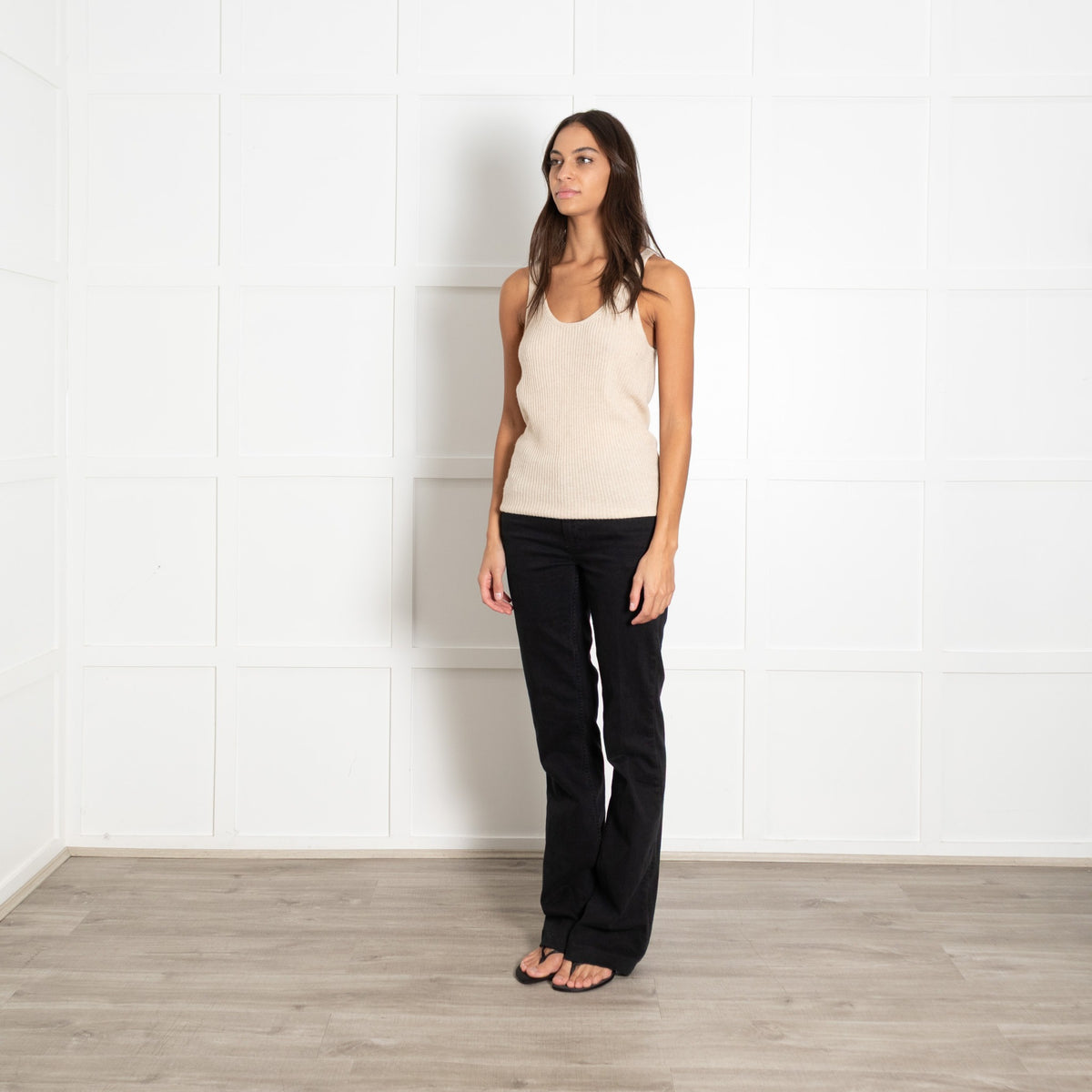 Kujten Beige Cashmere Sleeveless Top - Image 3