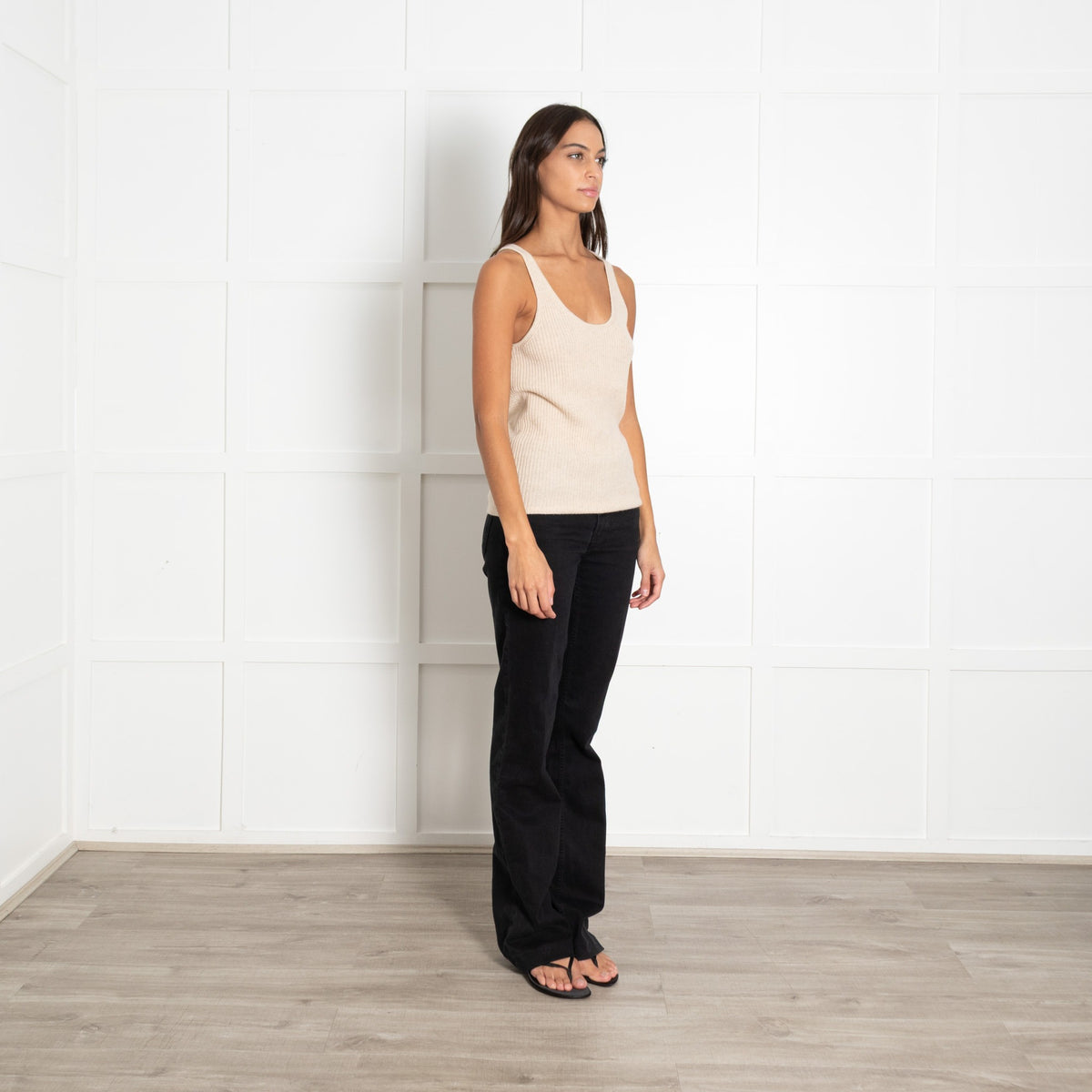 Kujten Beige Cashmere Sleeveless Top - Image 7