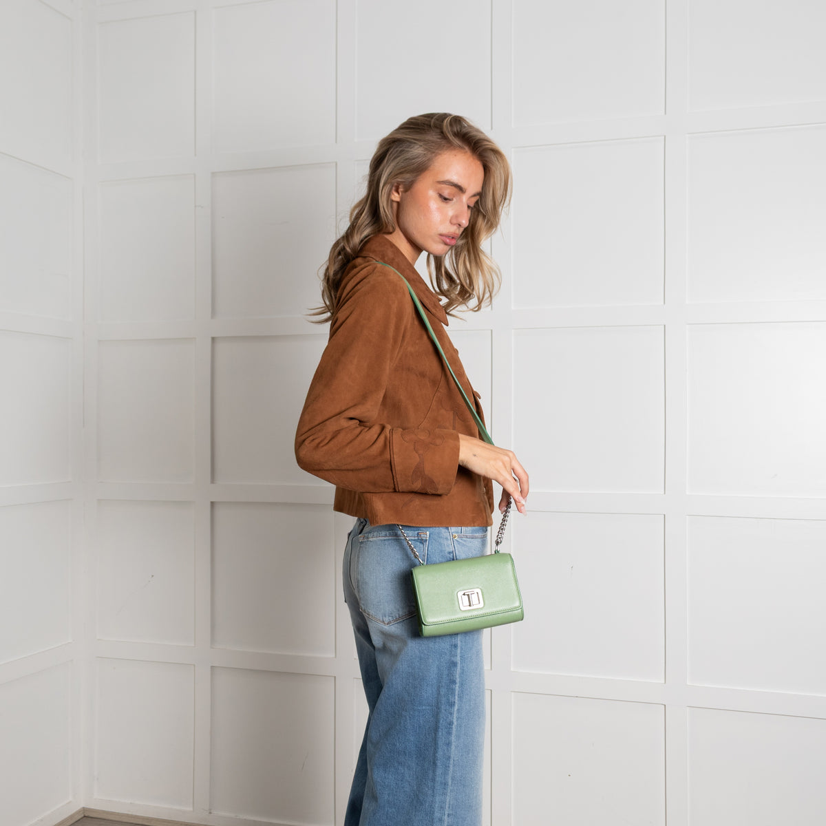 Le Tanneur Green Leather Crossbody Mini Bag - Image 2