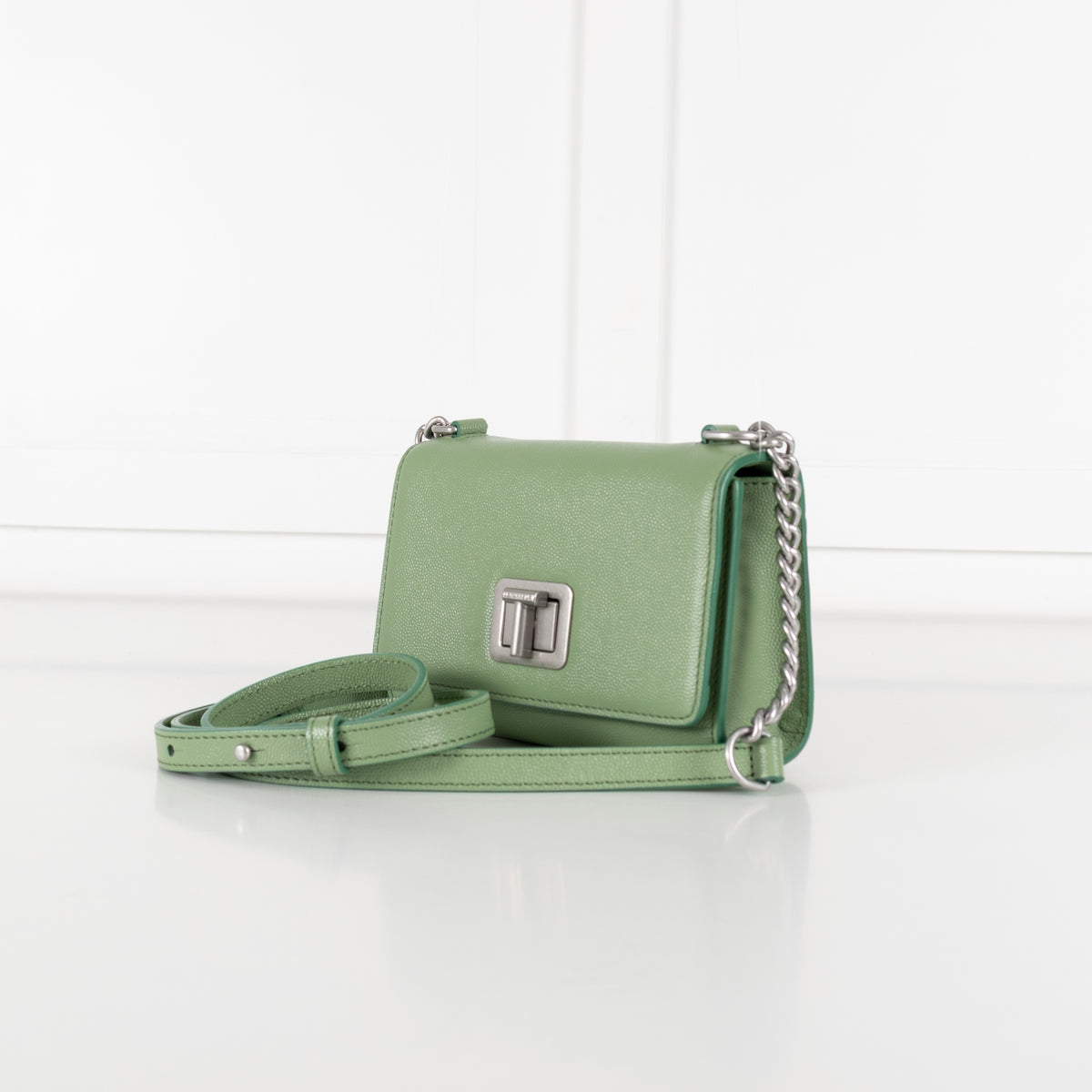 Le Tanneur Green Leather Crossbody Mini Bag - Image 6