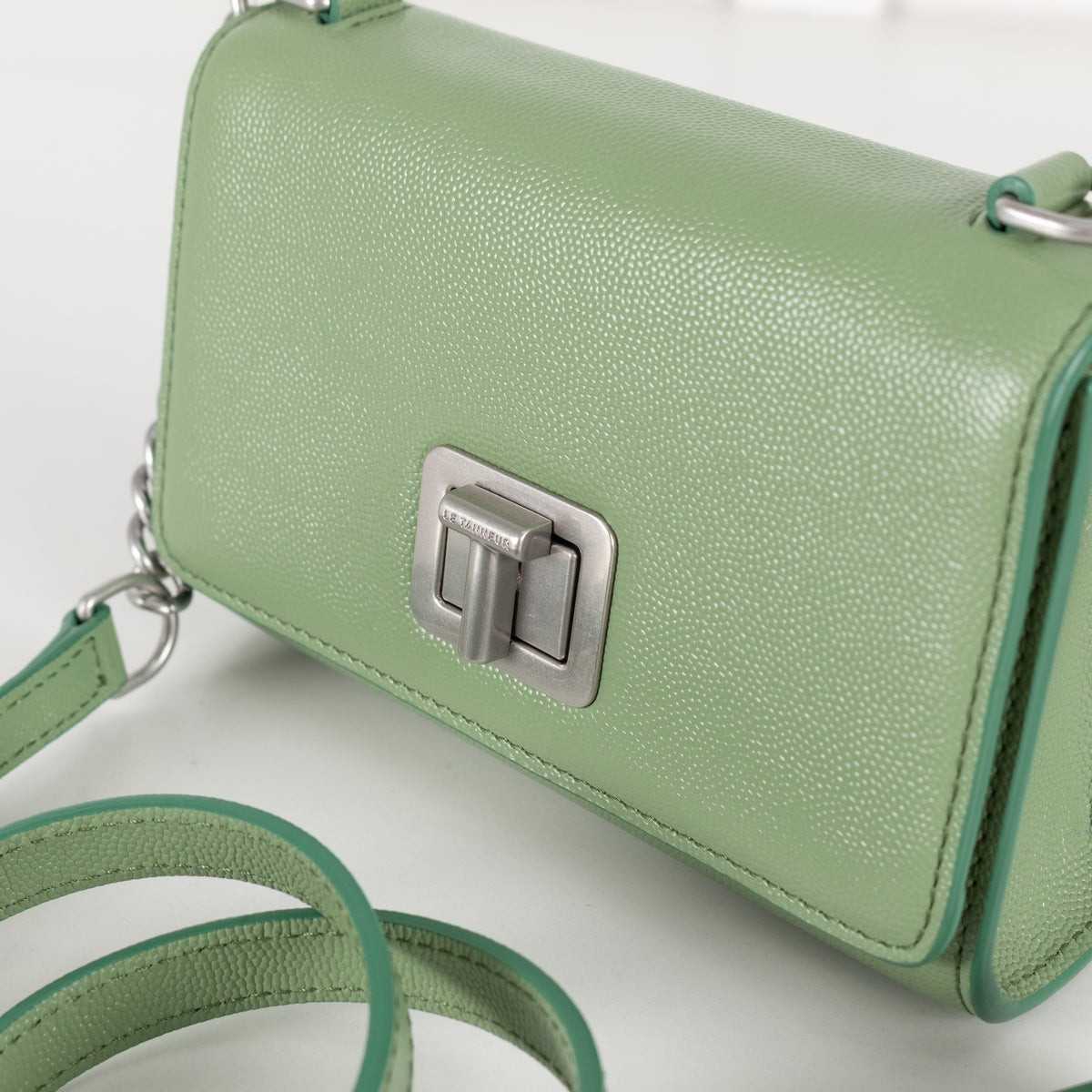 Le Tanneur Green Leather Crossbody Mini Bag - Image 7