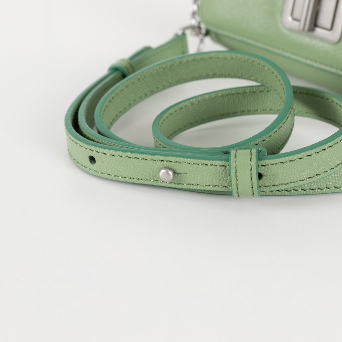 Le Tanneur Green Leather Crossbody Mini Bag - Image 8