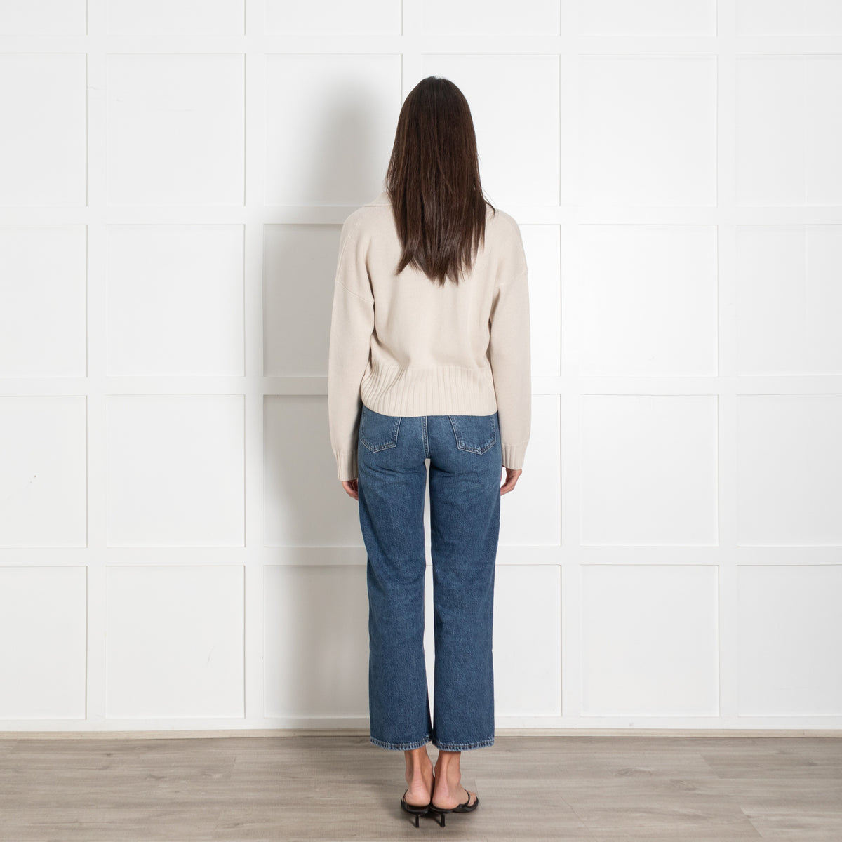 Le Tricot Perugia Beige Cardigan with Jumbo Rib Welt - Image 5