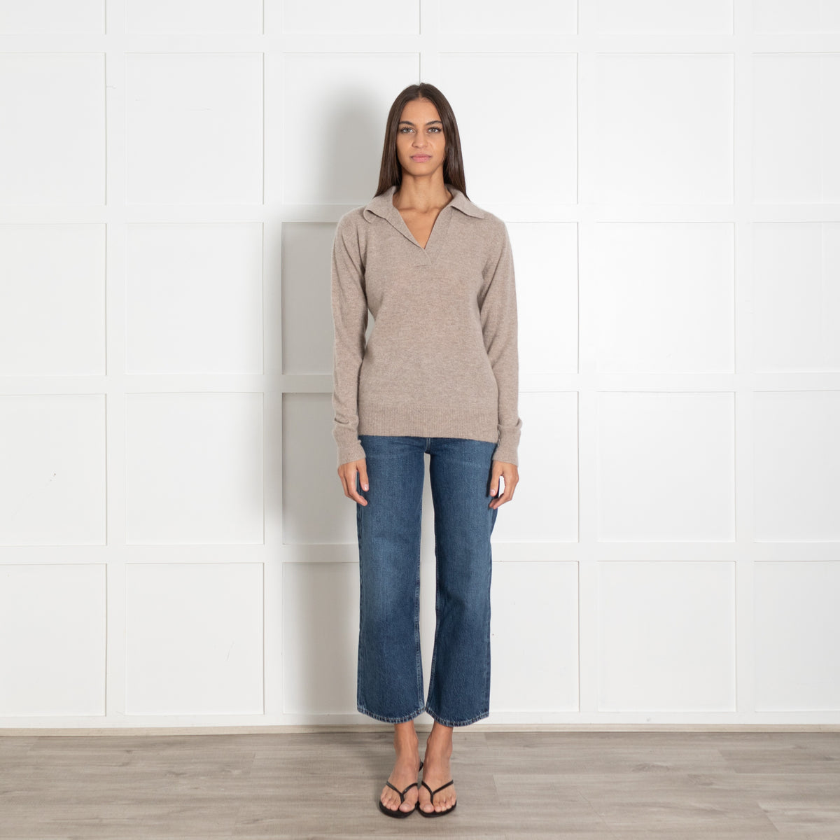 Levate Beige Cashmere Collared Sweater - Image 1