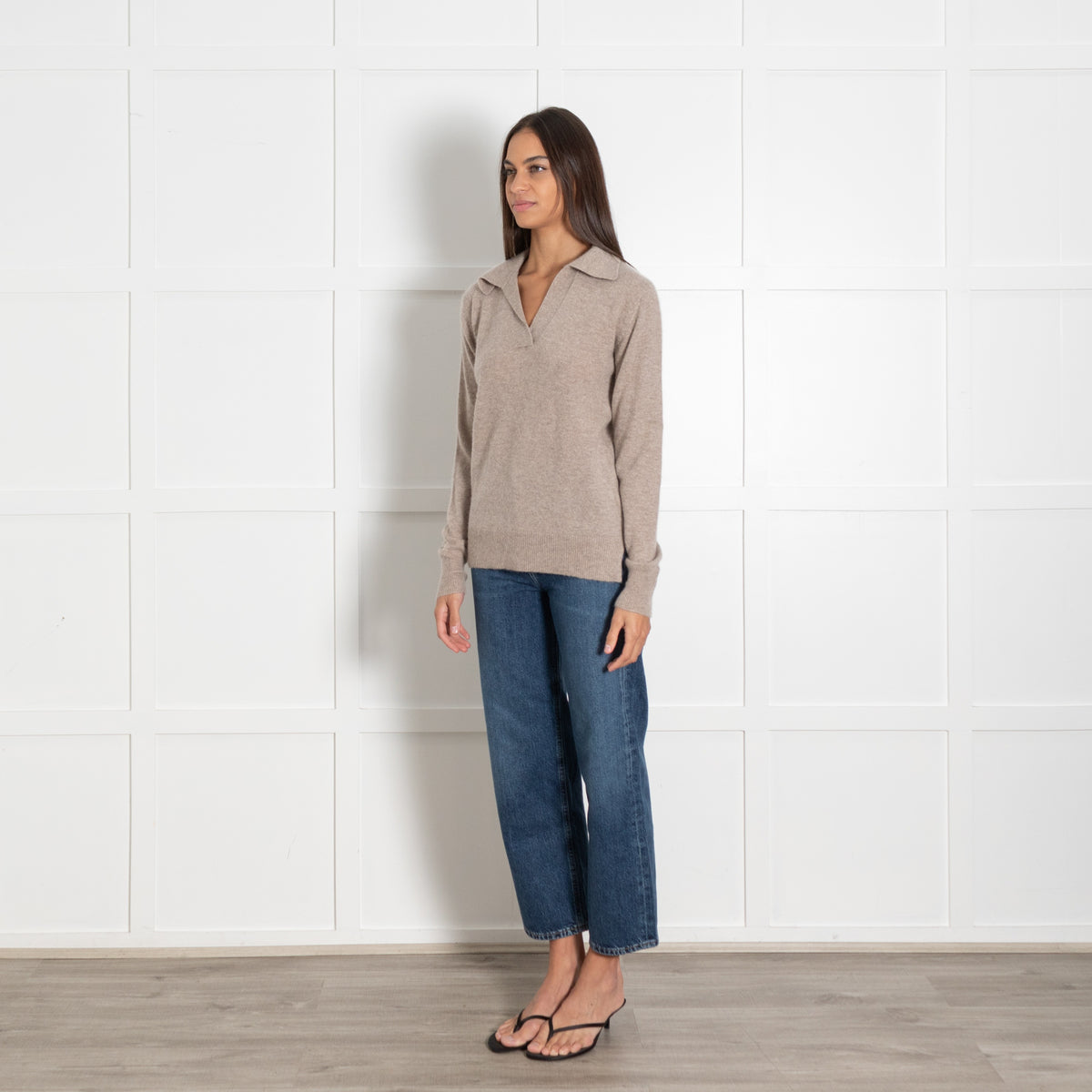 Levate Beige Cashmere Collared Sweater - Image 3