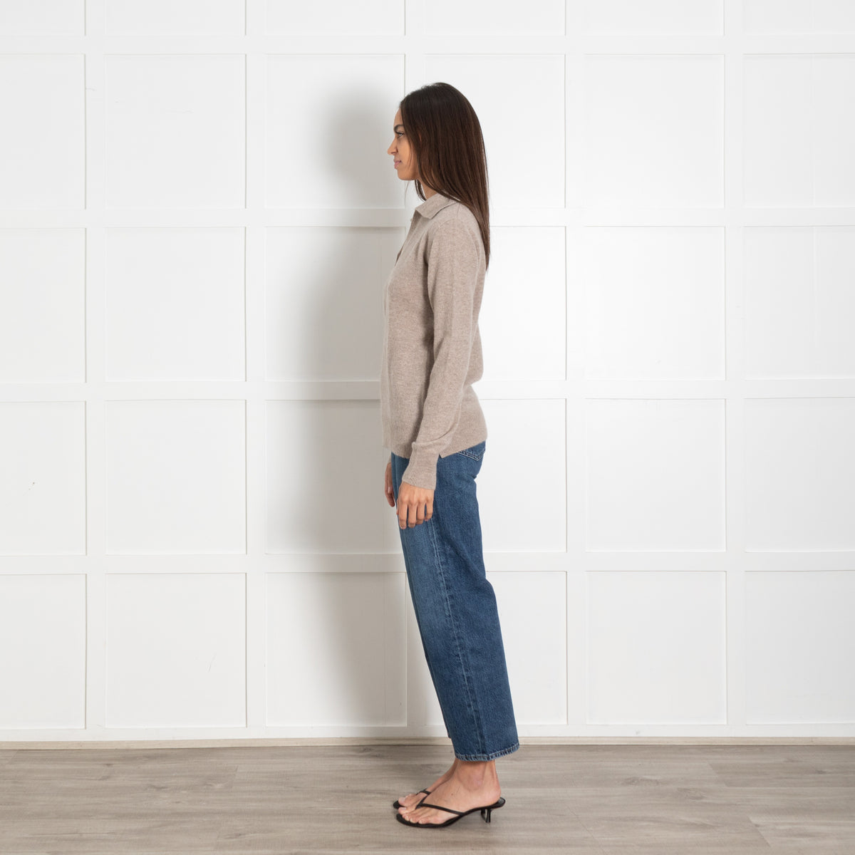 Levate Beige Cashmere Collared Sweater - Image 4