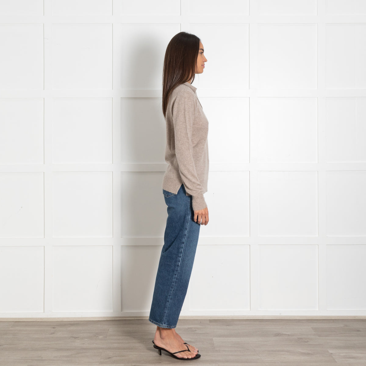 Levate Beige Cashmere Collared Sweater - Image 6