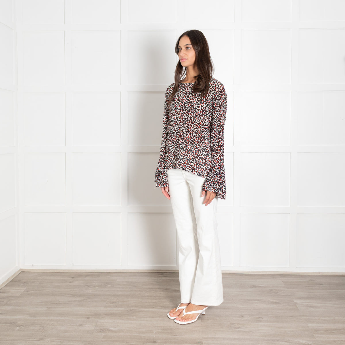 Lily And Lionel Light Grey Black Orange Animal Print Long Sleeve Top - Image 3