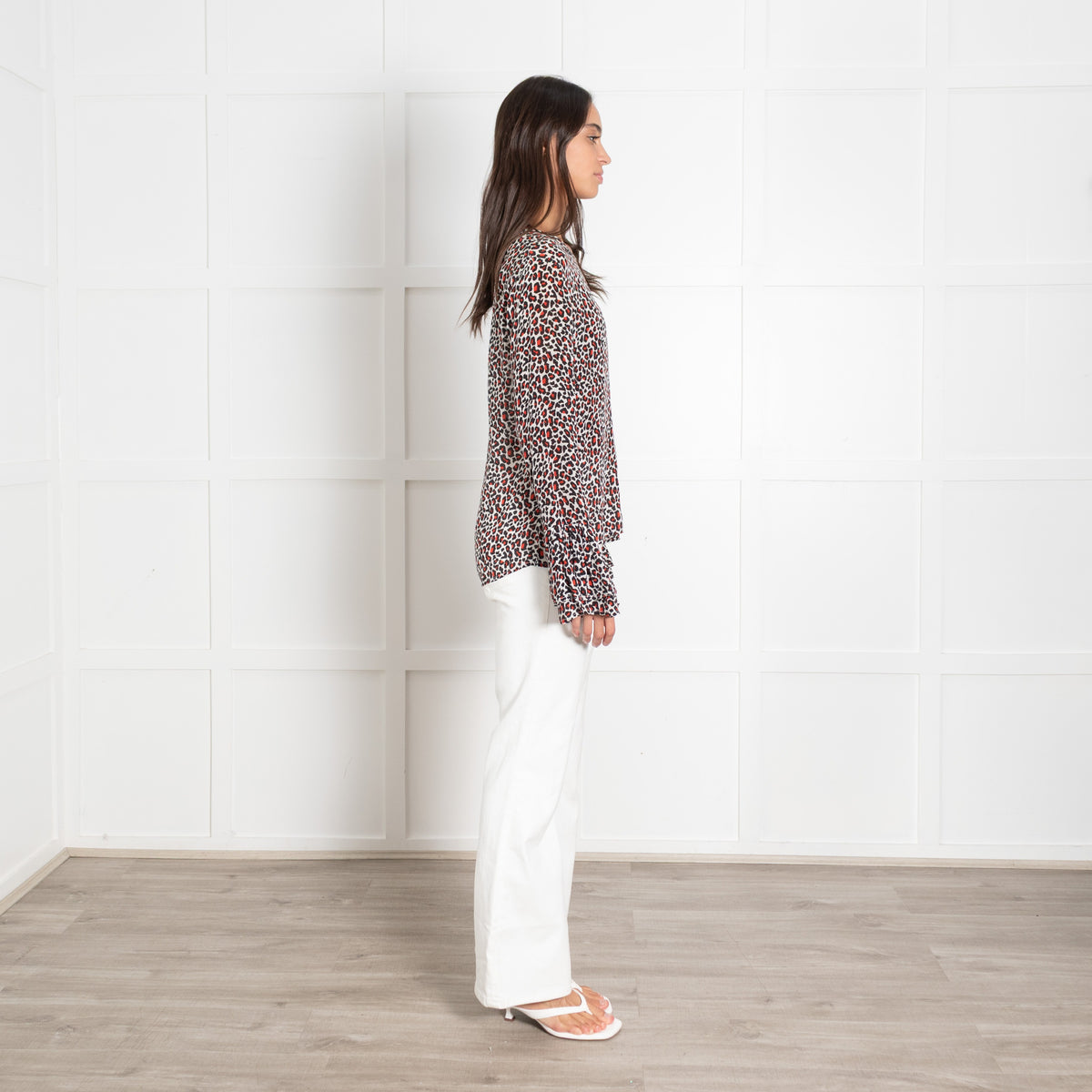 Lily And Lionel Light Grey Black Orange Animal Print Long Sleeve Top - Image 6