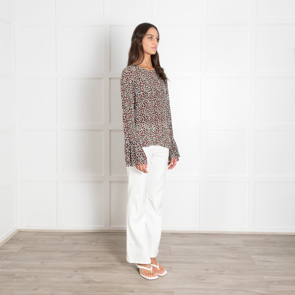 Lily And Lionel Light Grey Black Orange Animal Print Long Sleeve Top - Image 7