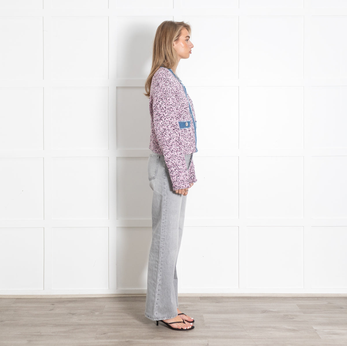 Liu Jo Mouliné Denim Trim Cardigan - Image 6