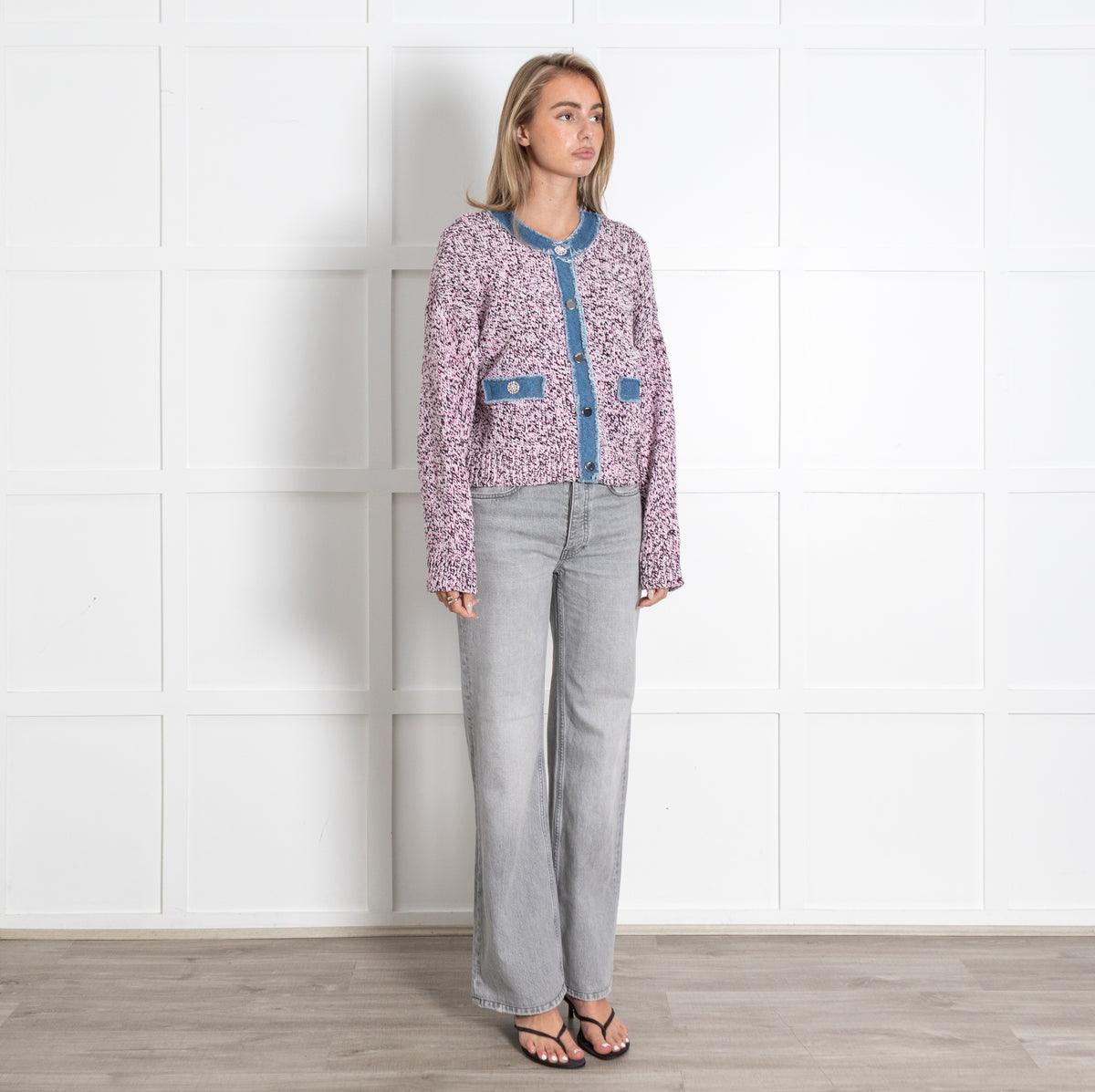 Liu Jo Mouliné Denim Trim Cardigan - Image 7