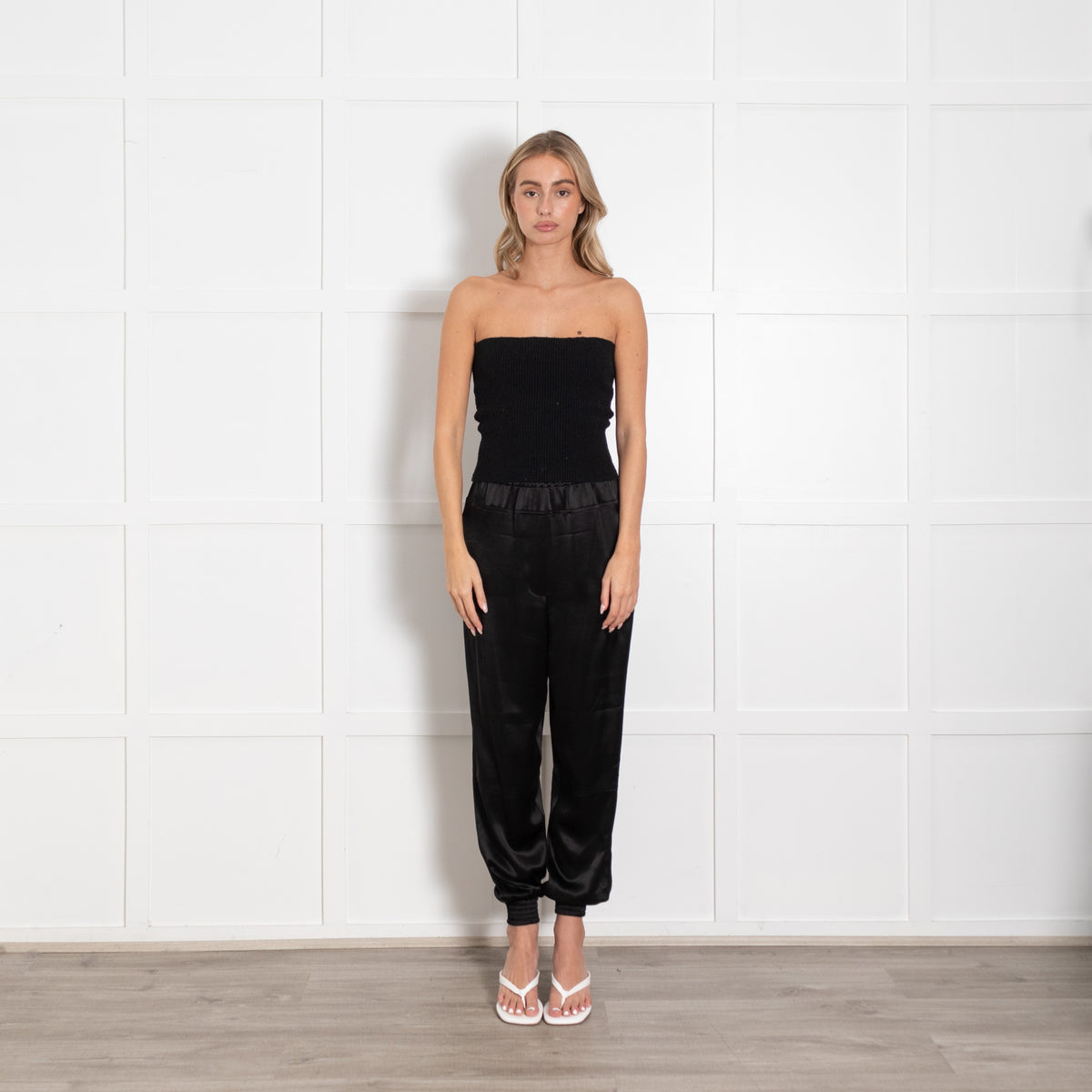 Loewe Black Satin Jogger Style Trousers with Elastic Waistband - Image 1