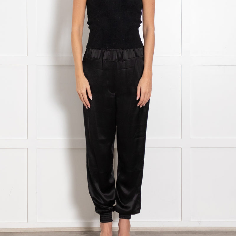 Loewe Black Satin Jogger Style Trousers with Elastic Waistband - Image 2