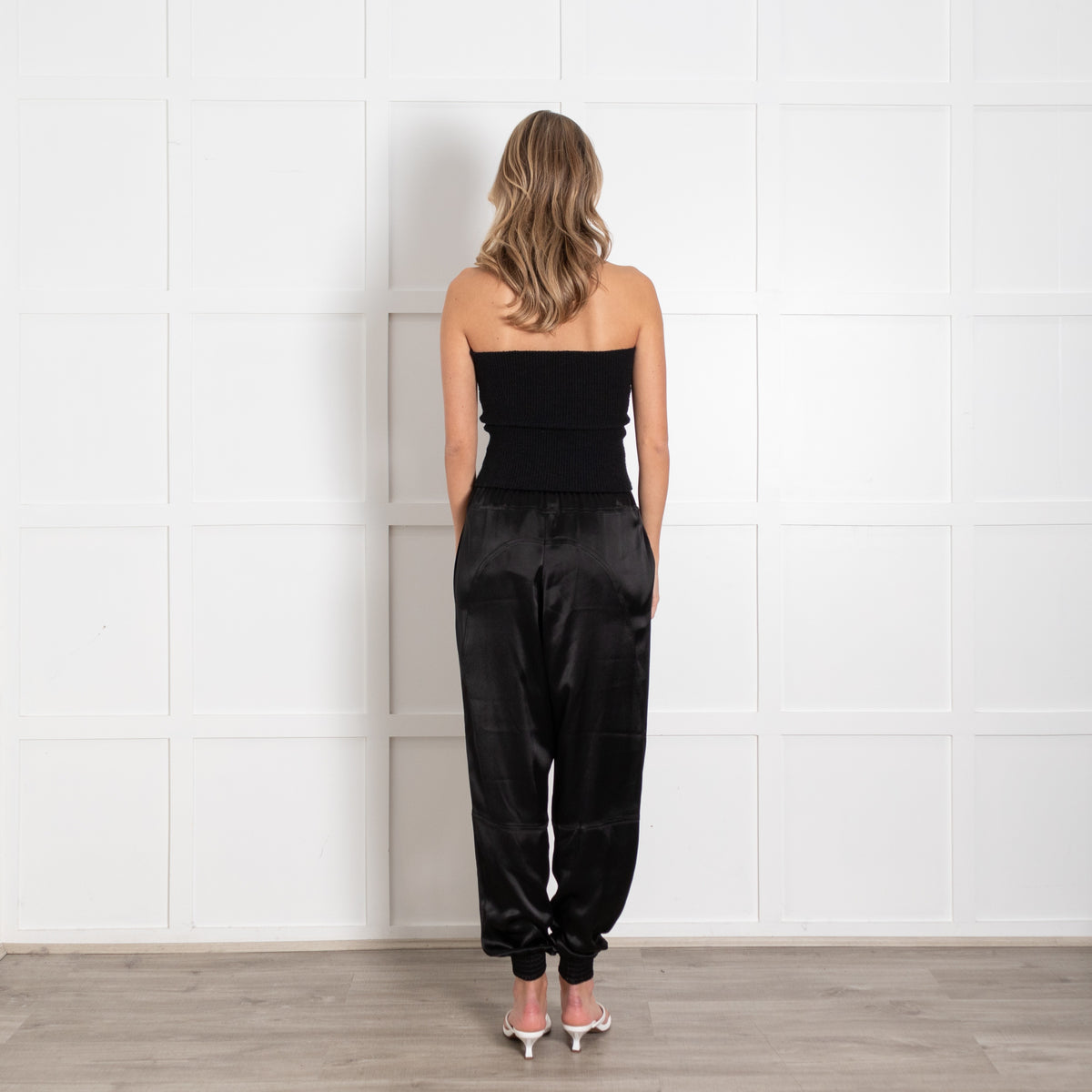 Loewe Black Satin Jogger Style Trousers with Elastic Waistband - Image 5