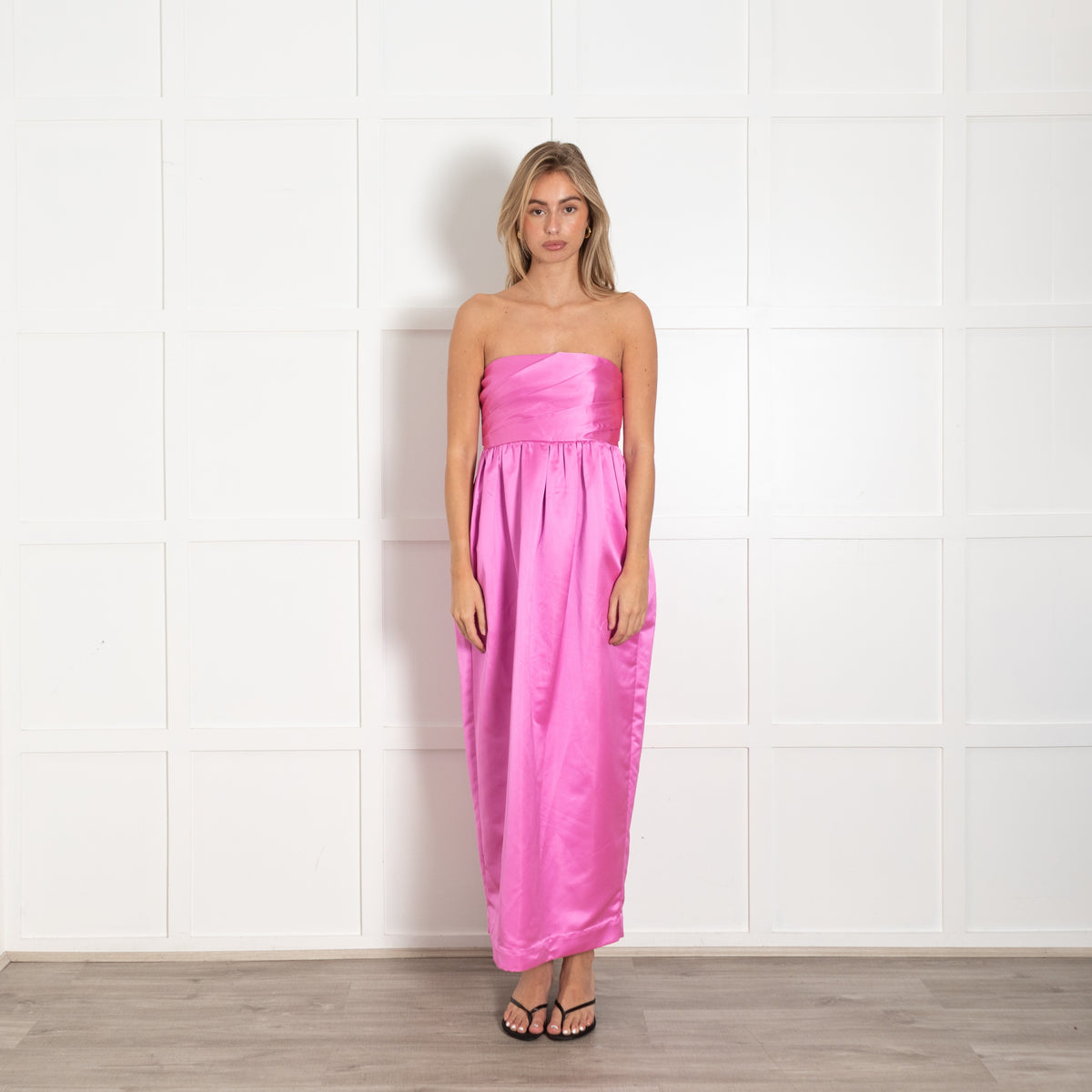 Magenta Satin Strapless Gown - Image 1