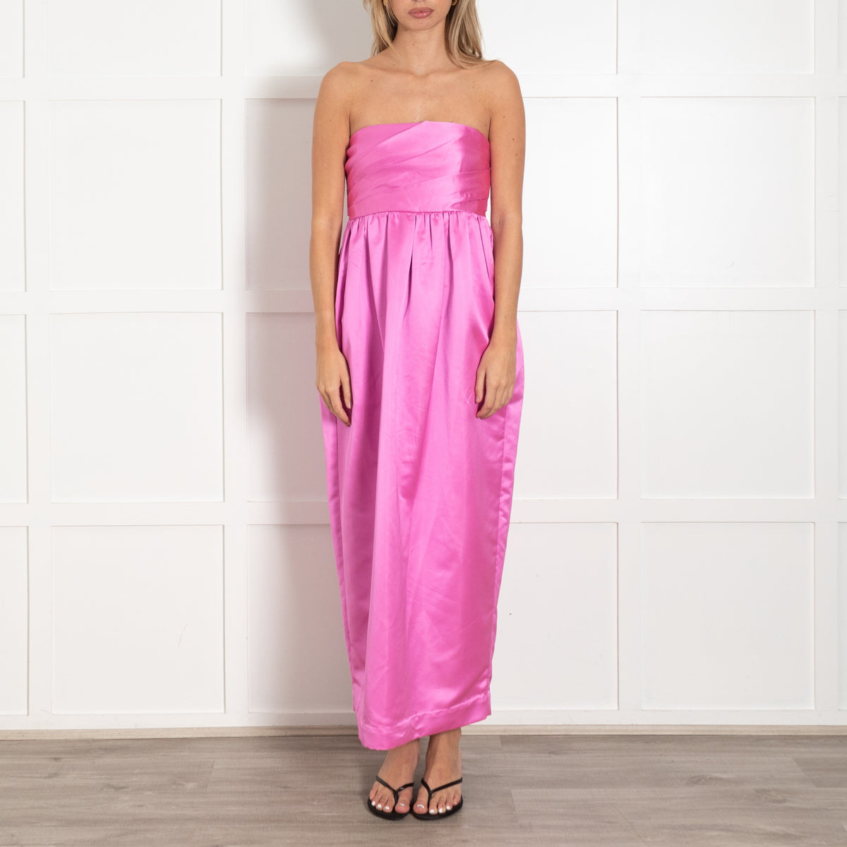 Magenta Satin Strapless Gown - Image 2