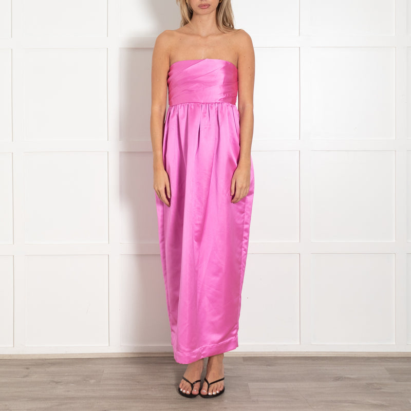Magenta Satin Strapless Gown - Image 2