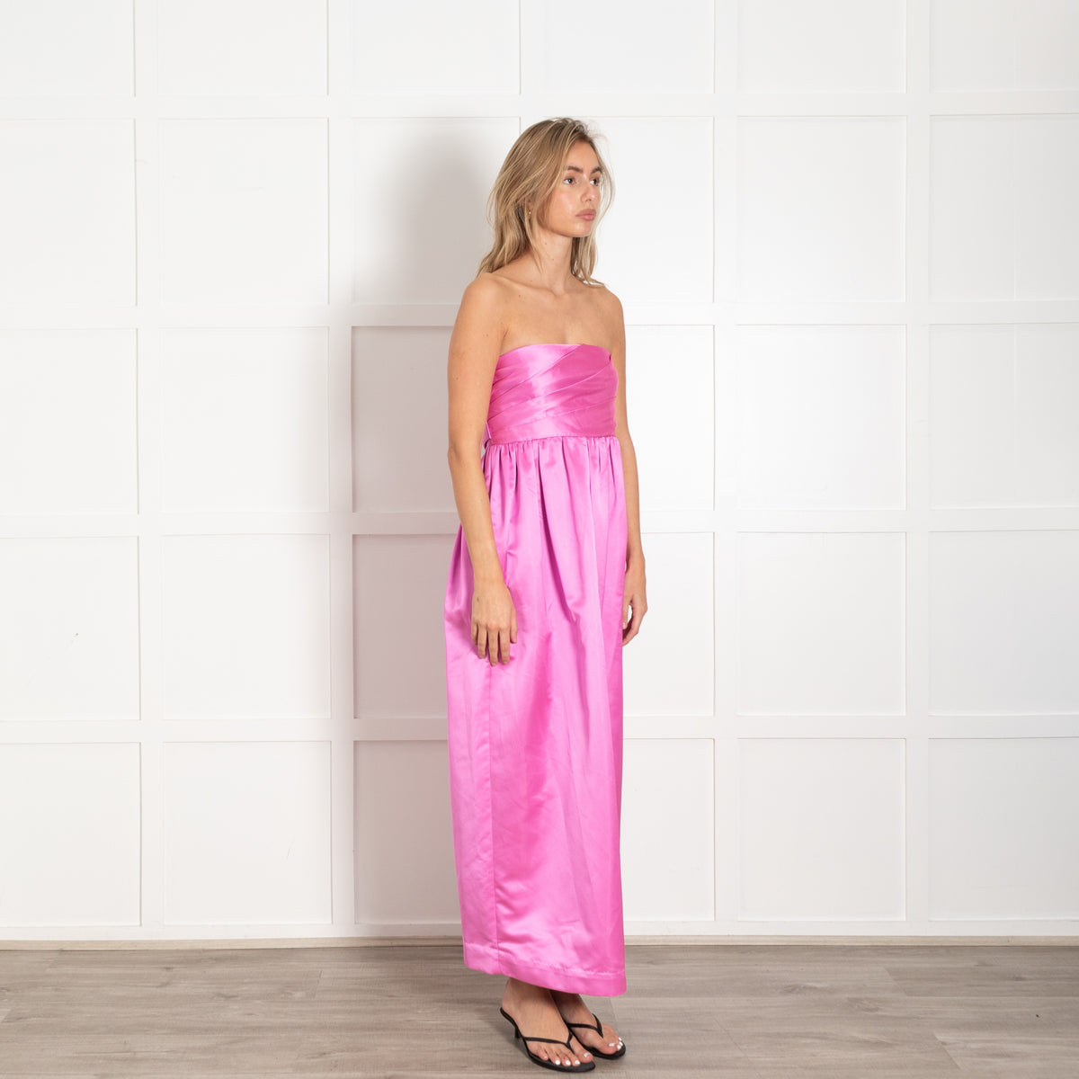 Magenta Satin Strapless Gown - Image 4