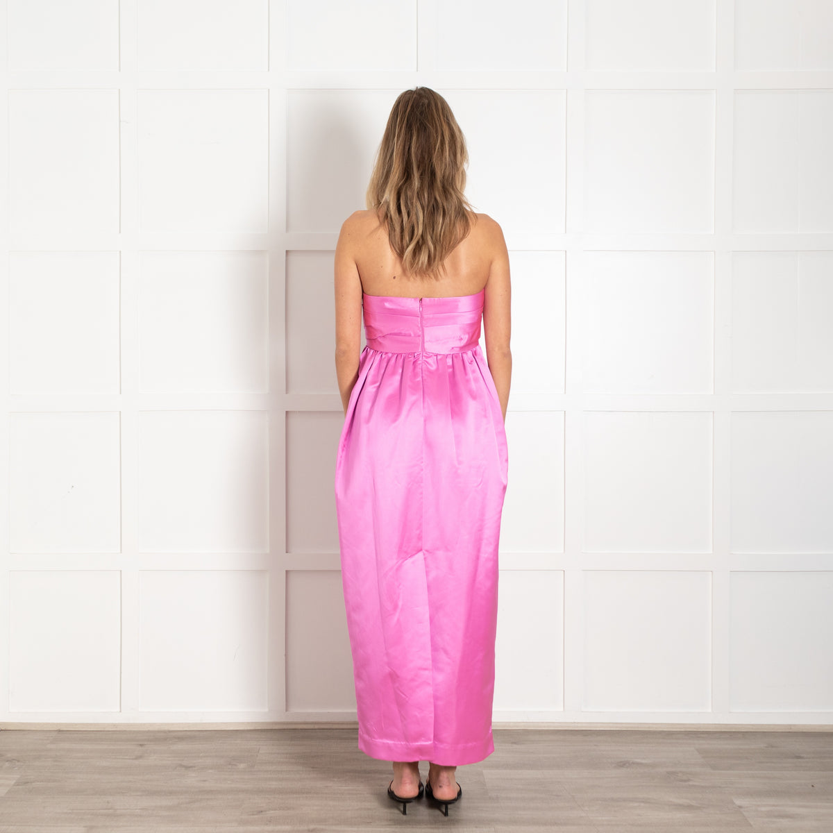 Magenta Satin Strapless Gown - Image 6