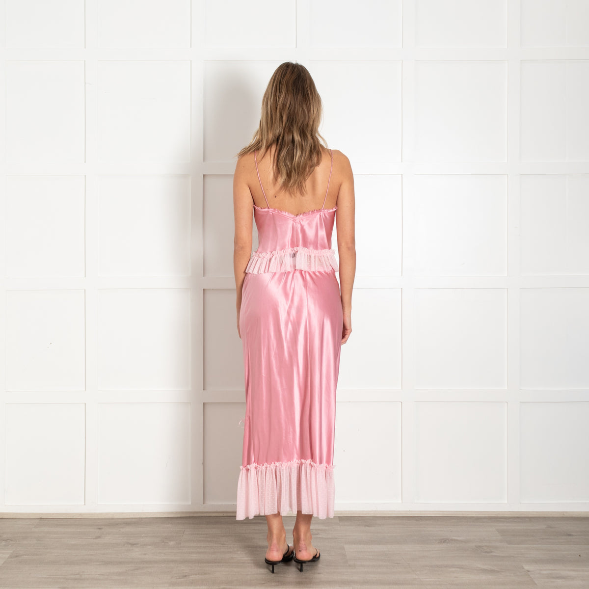 Pink Satin Embellished Cami Crop Top - Image 8