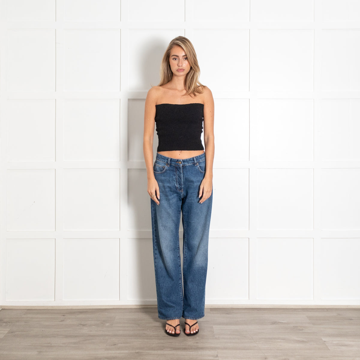 Luisa Spagnoli Mid Blue Button Fly Straight Jeans - Image 1