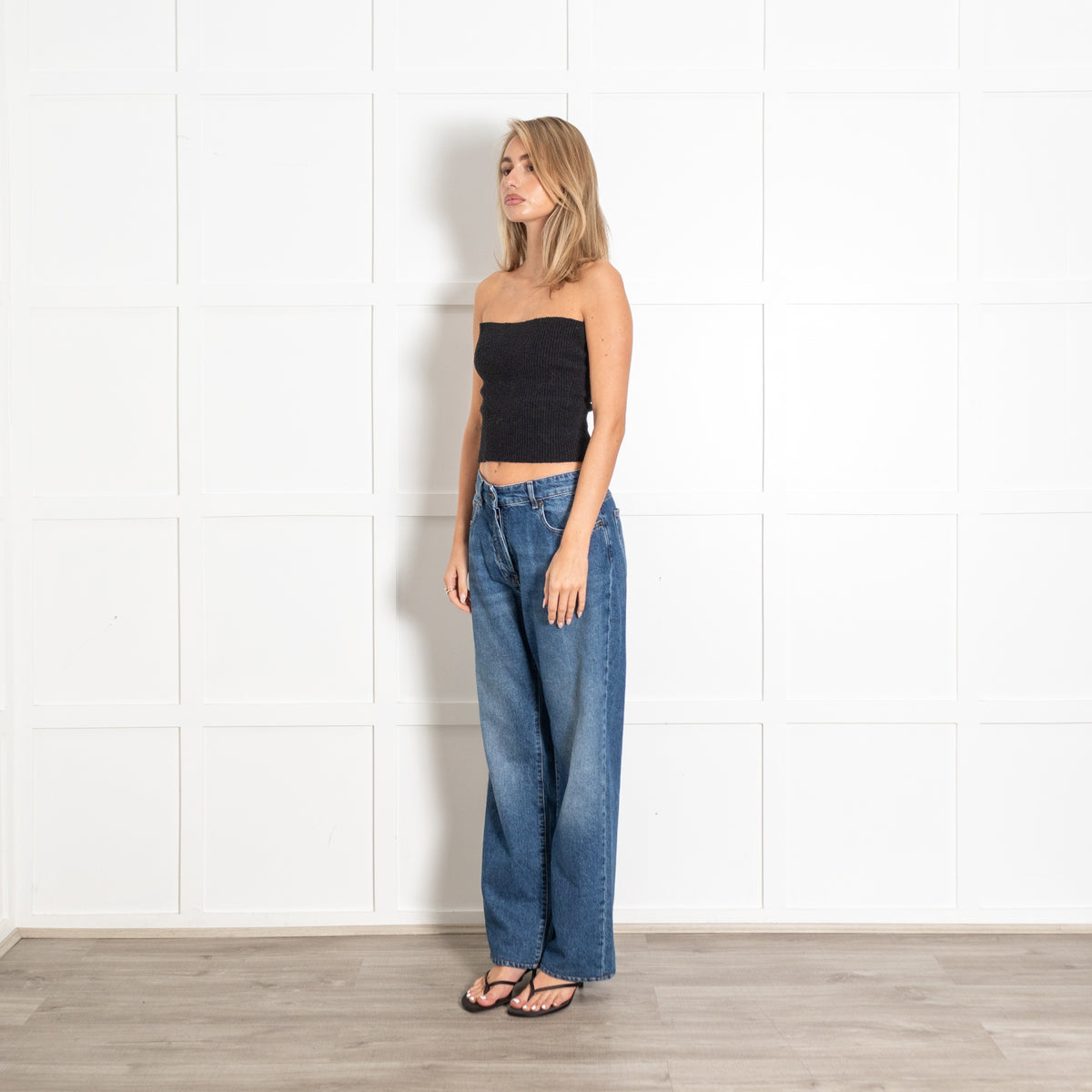 Luisa Spagnoli Mid Blue Button Fly Straight Jeans - Image 3