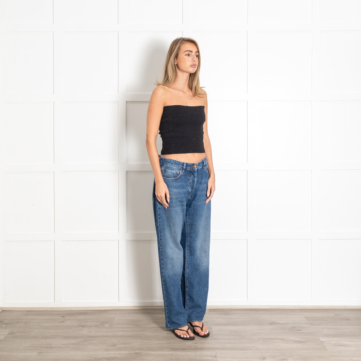Luisa Spagnoli Mid Blue Button Fly Straight Jeans - Image 4