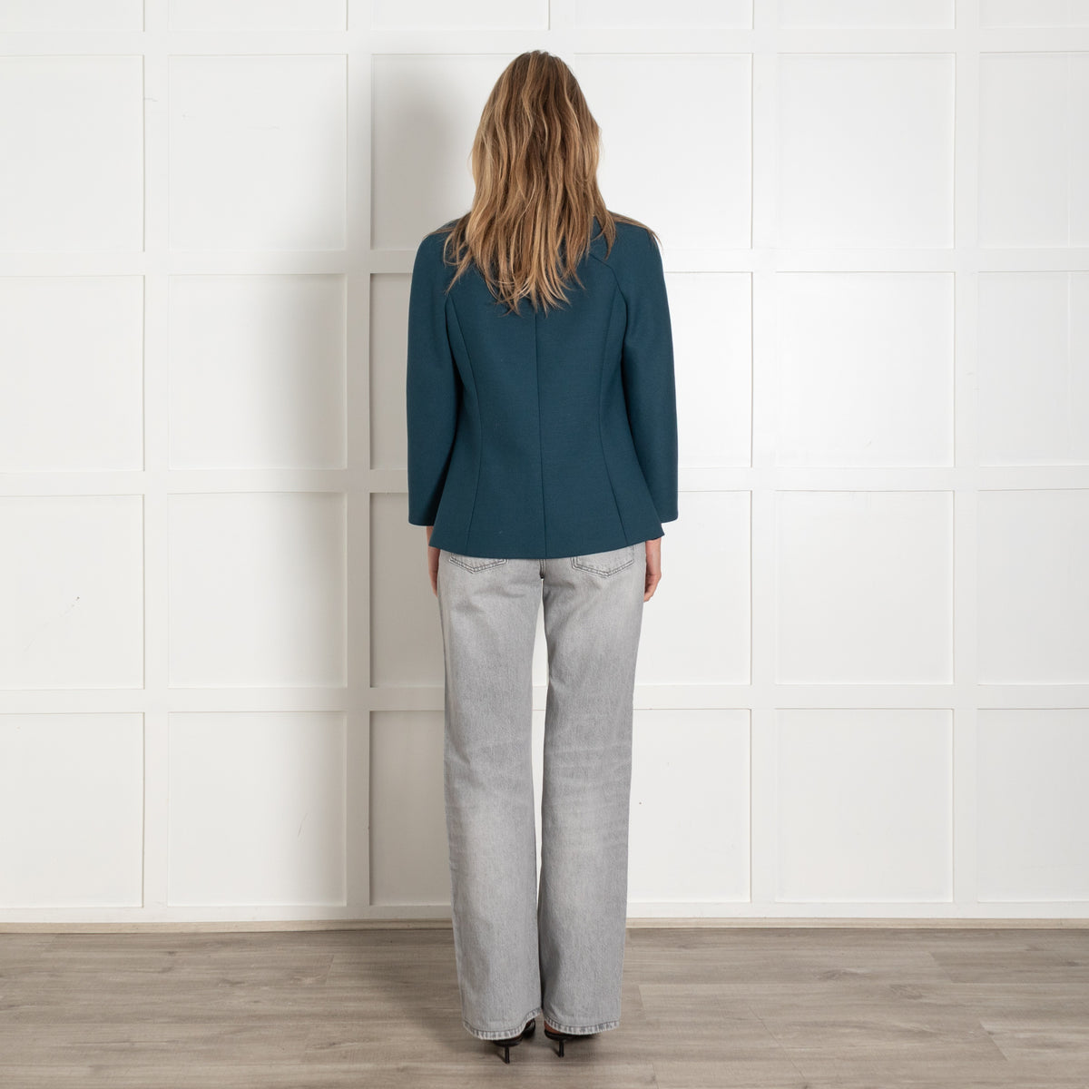 Luisa Spagnoli Teal Blue Hook Fastening Jacket - Image 5