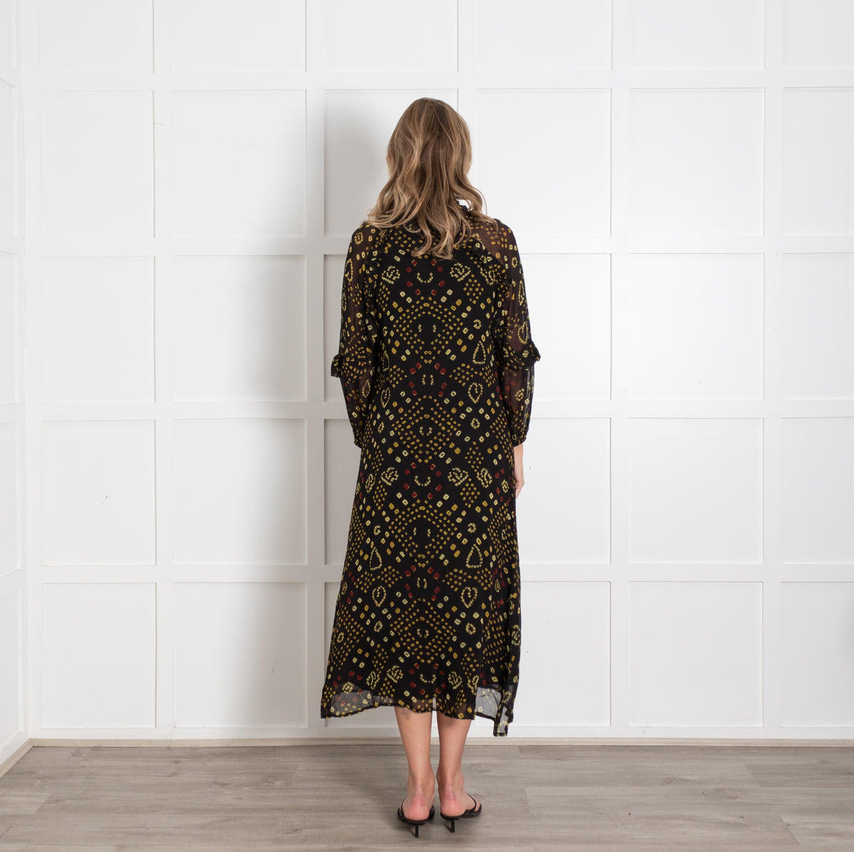 Maison Hotel Black Yellow Print Dress - Image 5