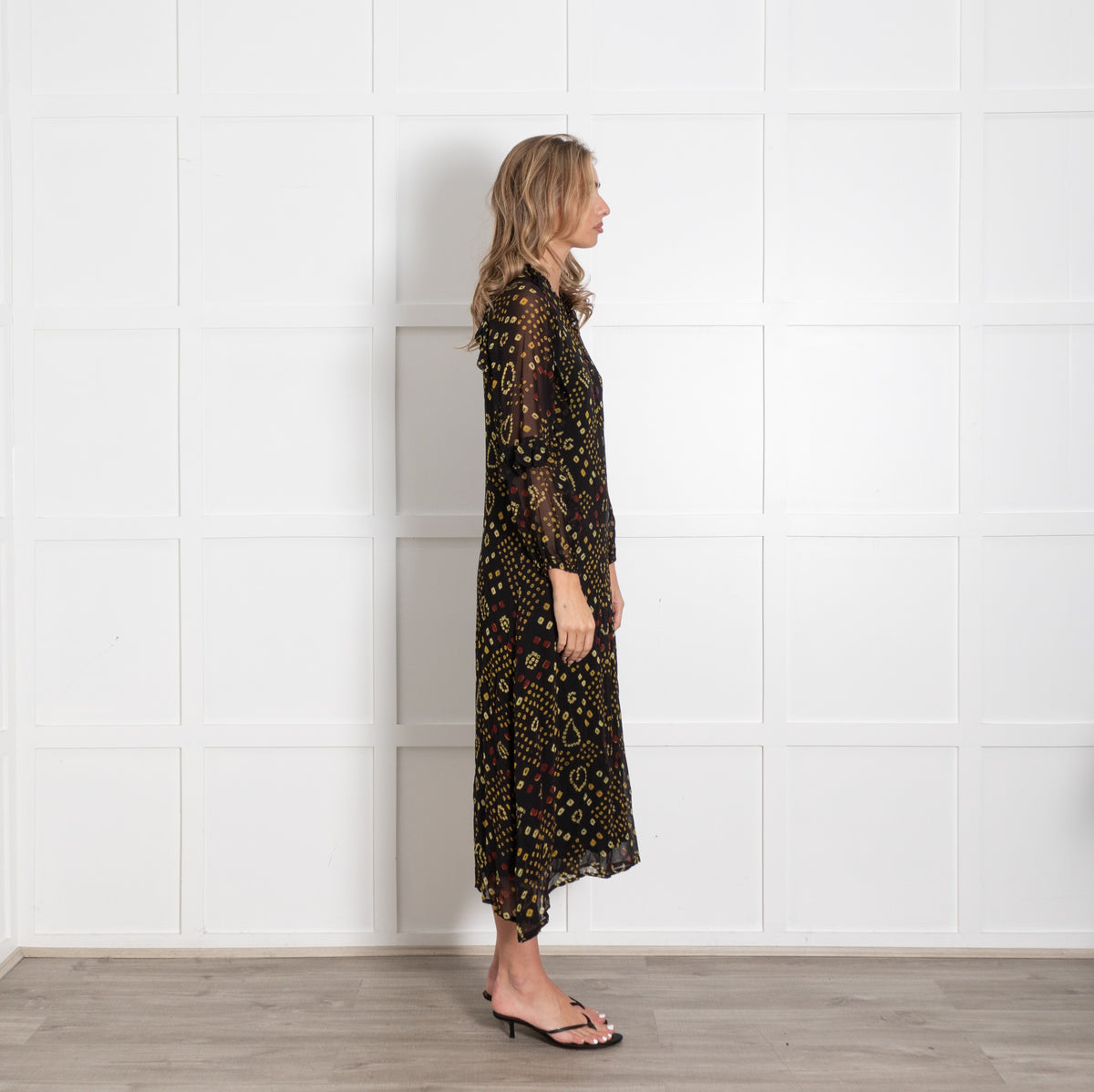 Maison Hotel Black Yellow Print Dress - Image 6