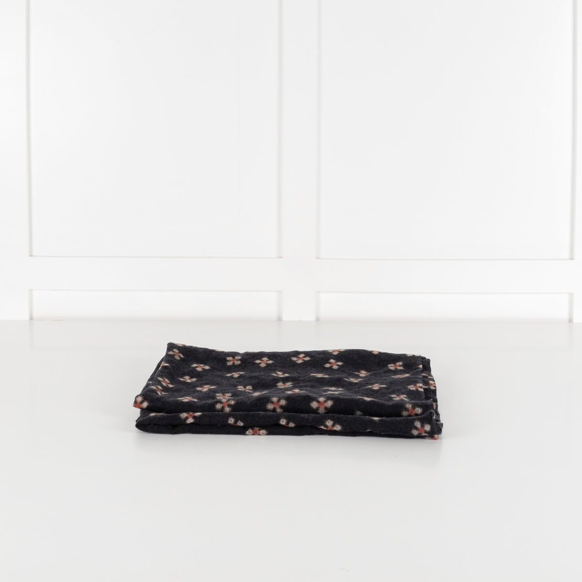 Black Red Cream Floral Knitted Scarf - Image 1