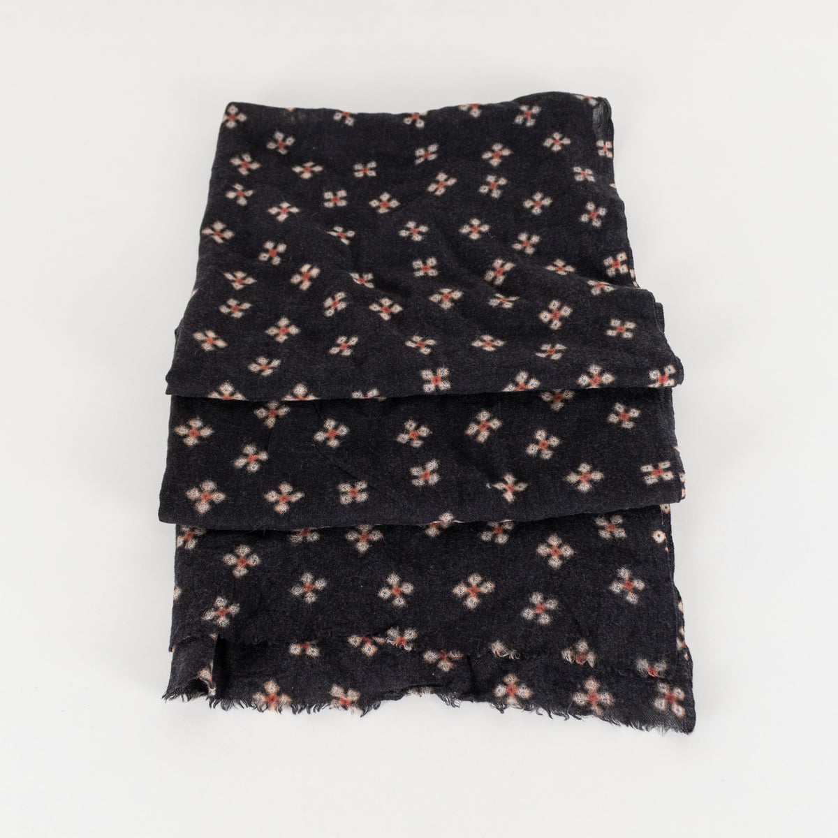 Black Red Cream Floral Knitted Scarf - Image 3