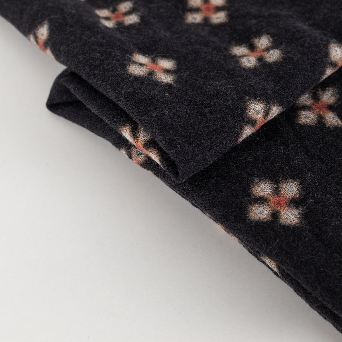 Black Red Cream Floral Knitted Scarf - Image 4