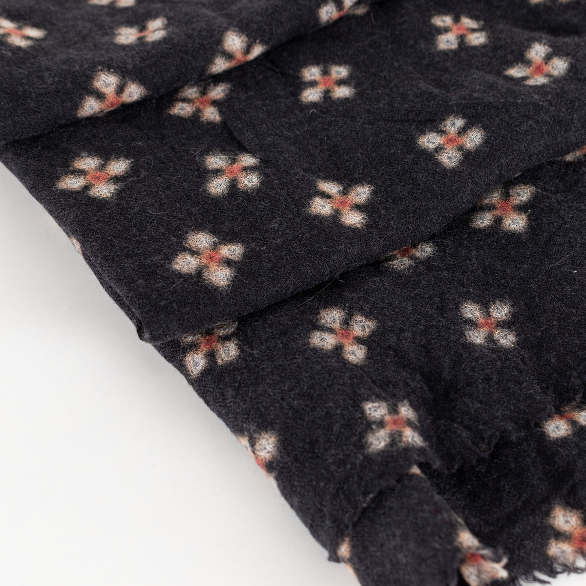 Black Red Cream Floral Knitted Scarf - Image 5