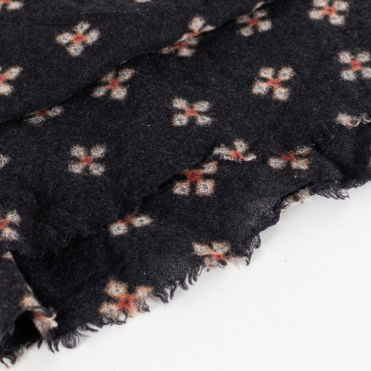 Black Red Cream Floral Knitted Scarf - Image 6
