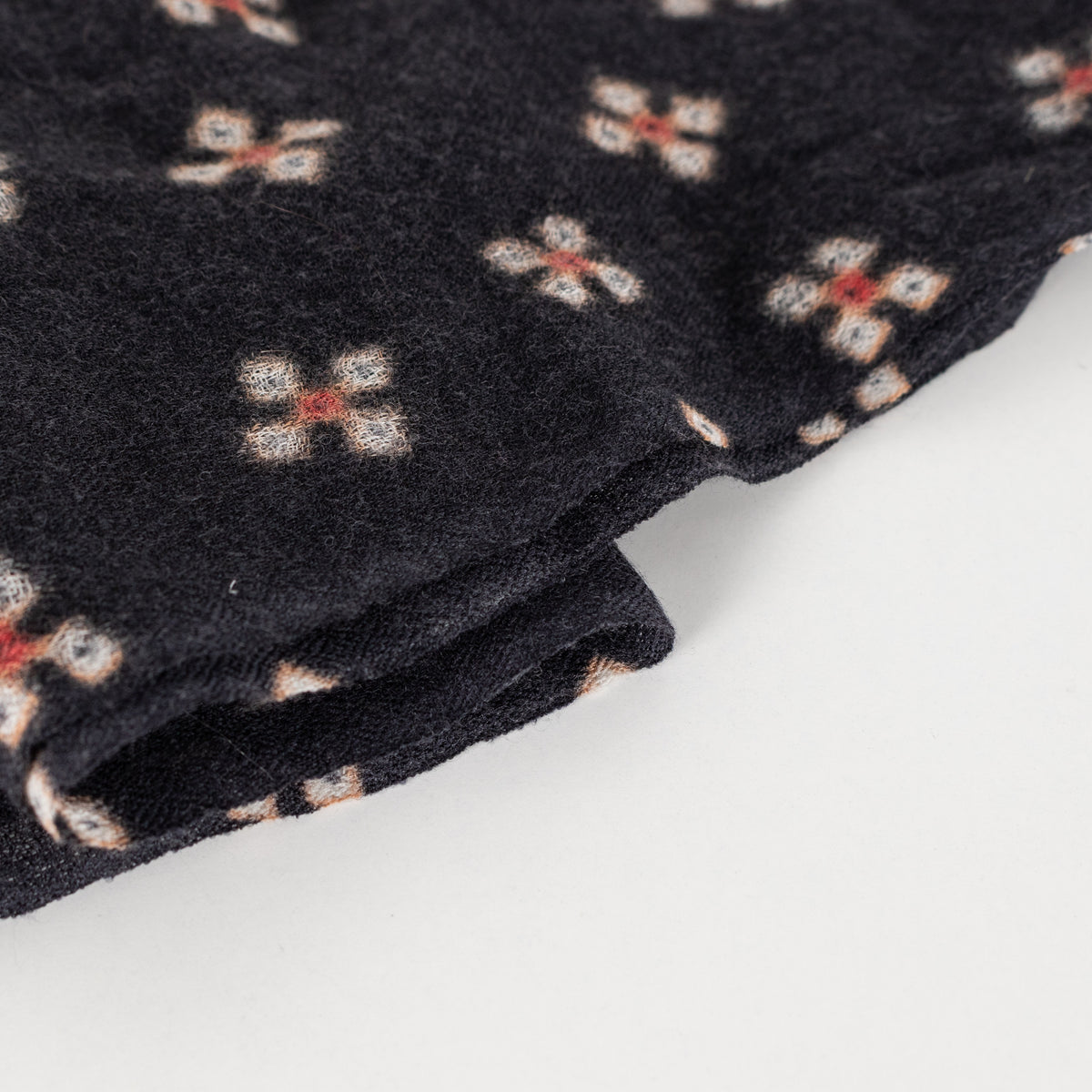 Black Red Cream Floral Knitted Scarf - Image 7